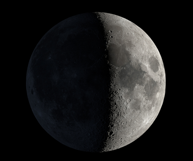 The Moon at quarter phase.