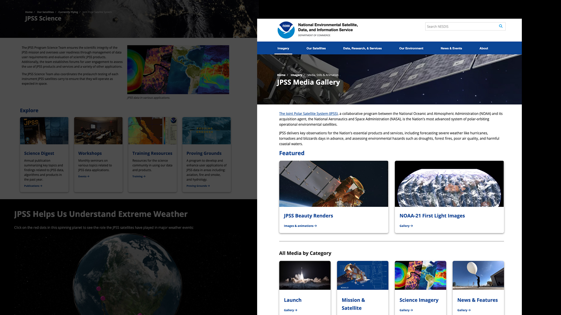Screen captures of 2 web pages.