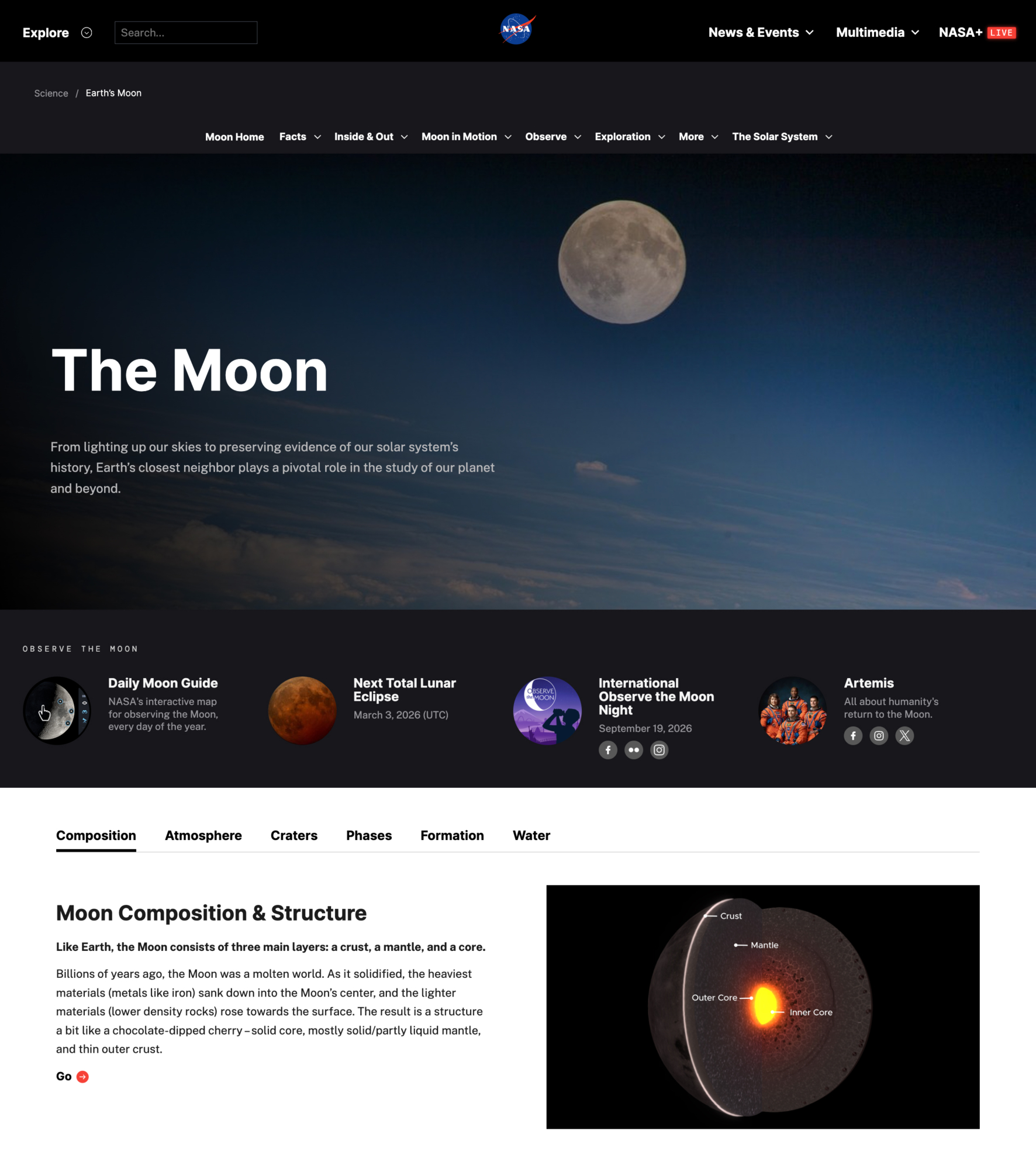 A website homepage screenshot.